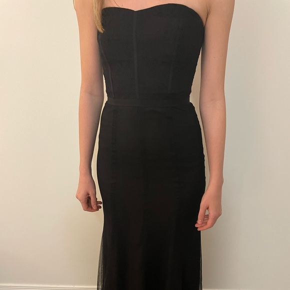 Monique Lhuillier Bridesmaid Dress - floor length black size 0 - Picture 1 of 4